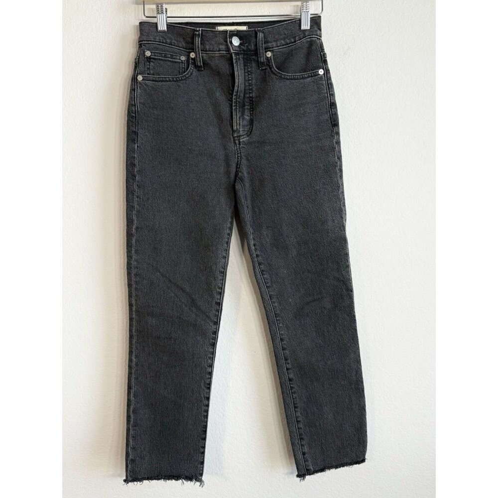 Madewell The Perfect Vintage Raw Hem Jeans Womens Size 24 Black Cotton High Rise